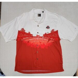 Ohio State Chiliwear Stadium Scene XL Short Sleeve Button Up Shirt Embroidered